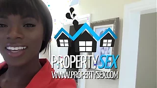 PropertySex - Beautiful black real estate substitute interracial sex with buyer